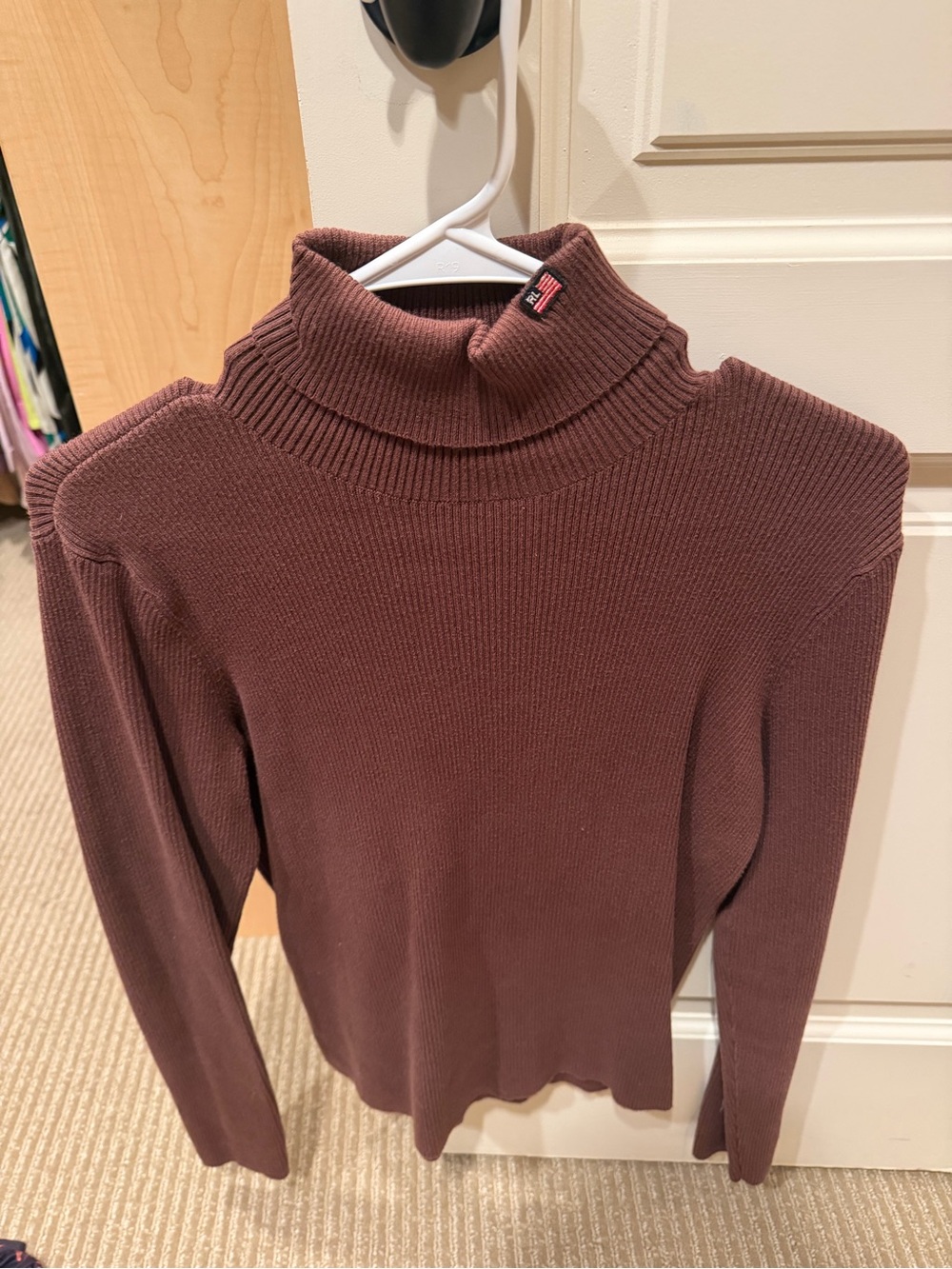 Polo by Ralph Lauren Brown Ribbed Turtleneck Sweater